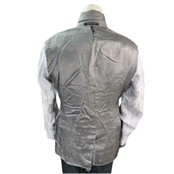 J Hilburn Vitale Barberis Men 36R Blazer European Fit Gray Wool Glen Plaid - Picture 7 of 16